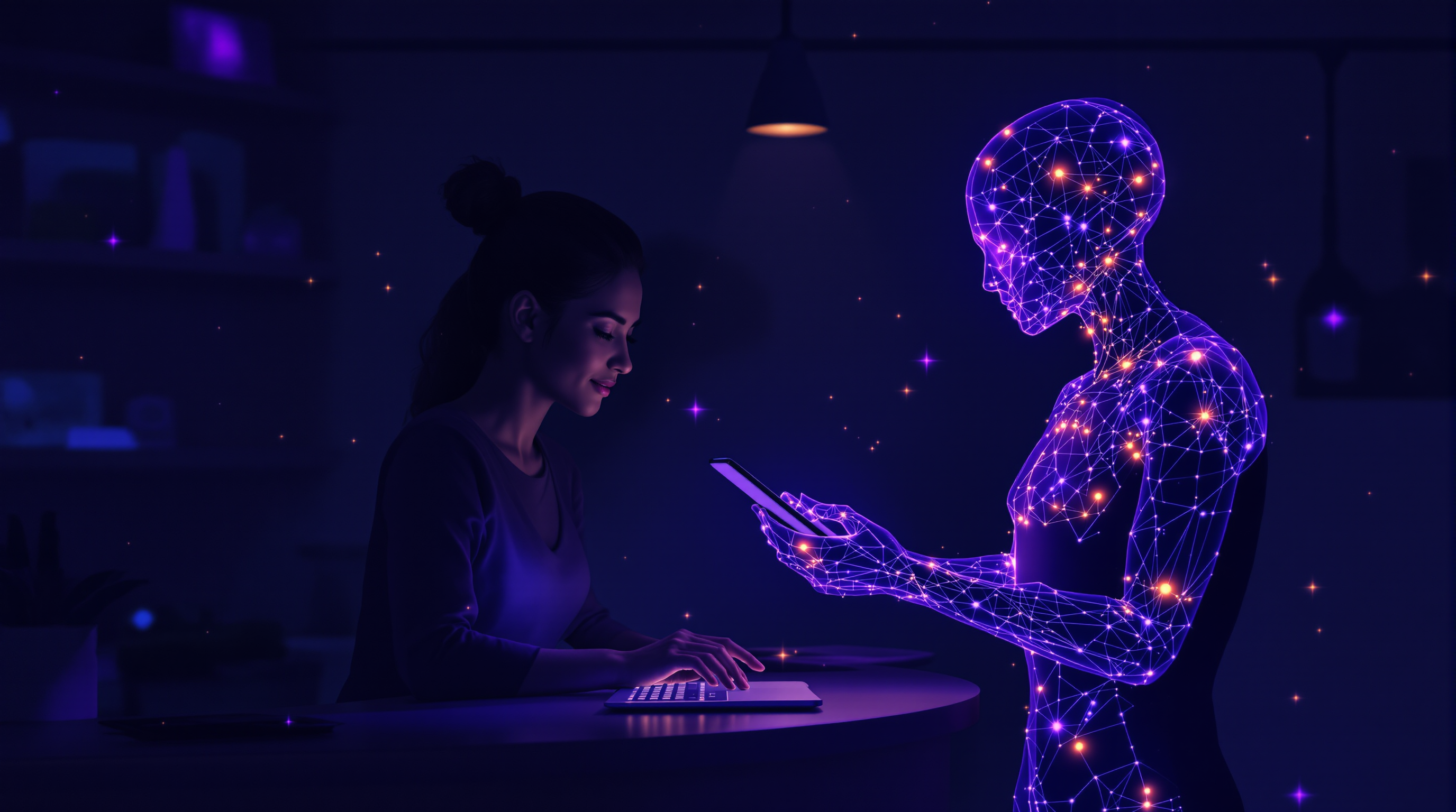 Agente Digital Ai — empleado digital IA colaborando 24/7 con una dueña de negocio